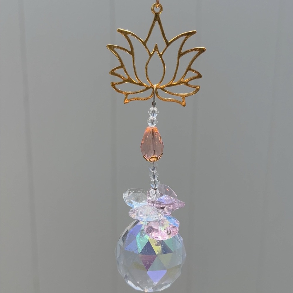 Gold Lotus Crystal Suncatcher
